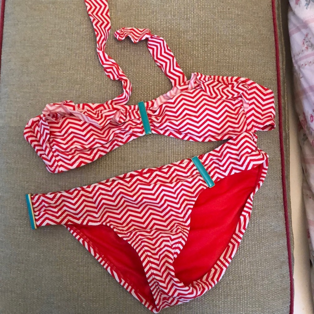 Striped strapless bikini